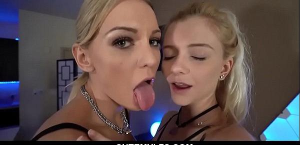  Two blond babes bust a nut for big cock - Kenzie Taylor,Riley Star